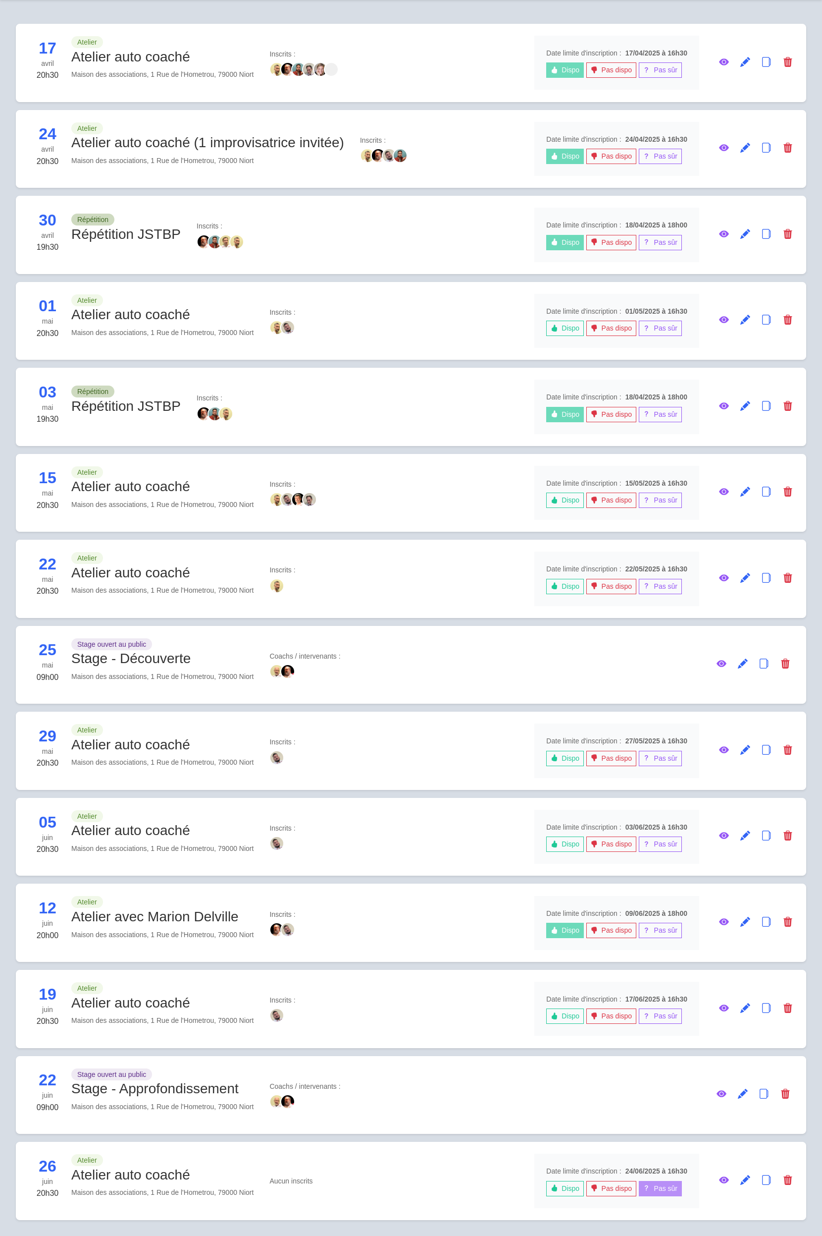 Gestion des événements