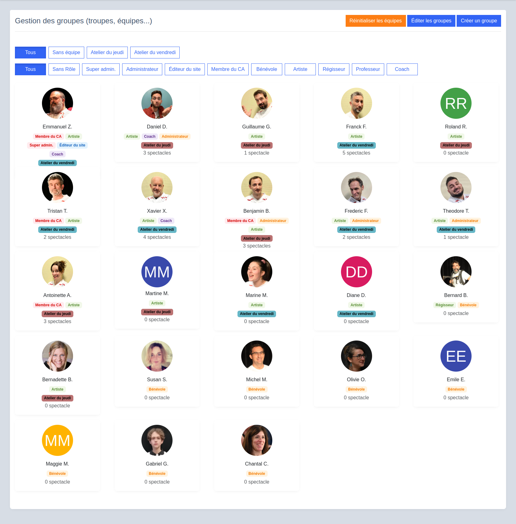 Gestion des membres