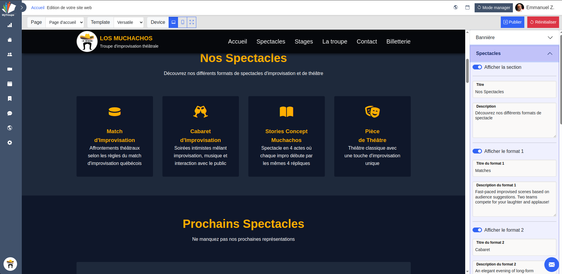 Interface Éditeur Site Web