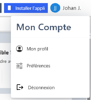 Page Mon compte
