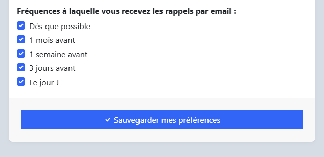 Rappels email