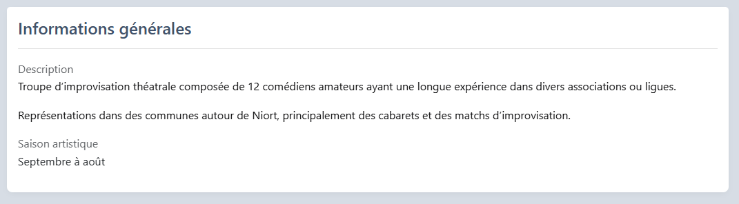 Description de la troupe